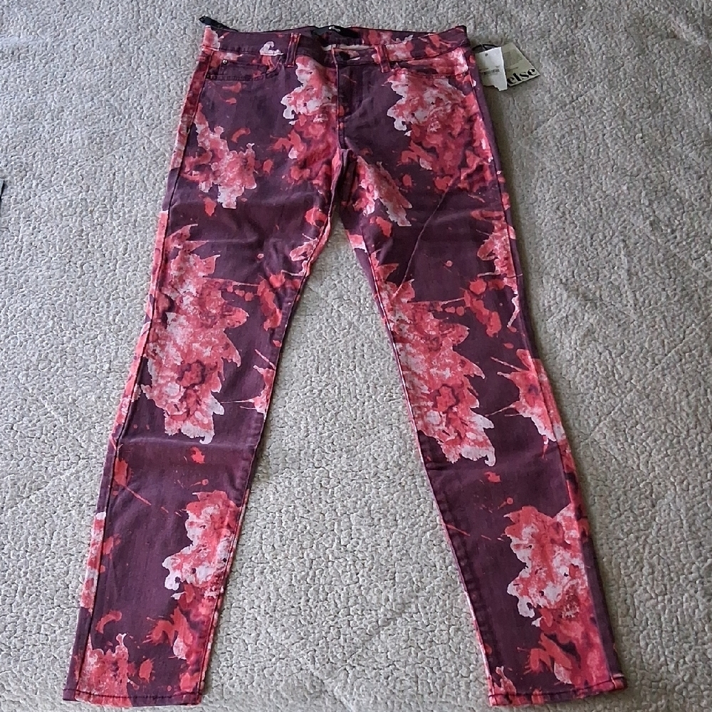 New Else Women's Skinny Jeans - Red and Pink Floral